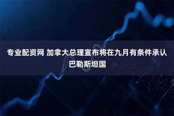 专业配资网 加拿大总理宣布将在九月有条件承认巴勒斯坦国
